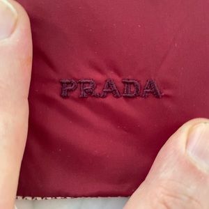 PRADA men’s reverse scarf houndstooth and red nylon